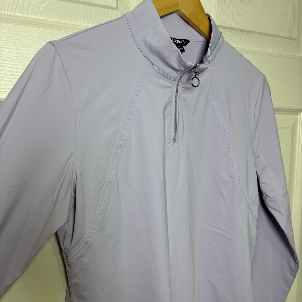 Cegolfs Golf Top Shirt Women Medium Long Sleeve Lilac Quarter Zip Pickleball NEW - Picture 5 of 7